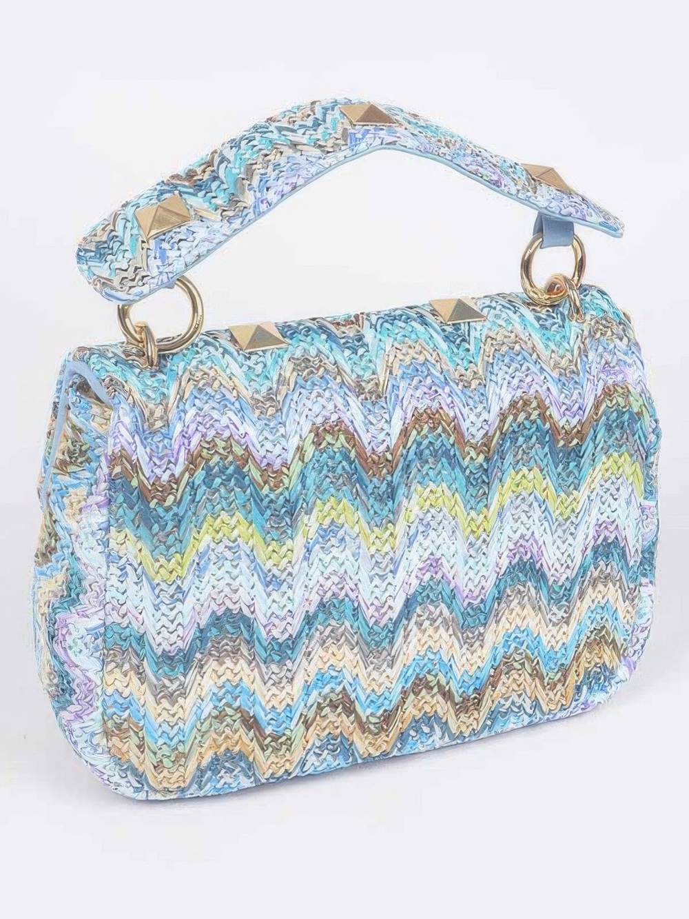 Faux Straw Flap Top Handle Bag - Picture 3 of 6